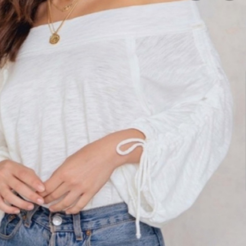 We The Free People Bohemia drawstring sleeve tee top